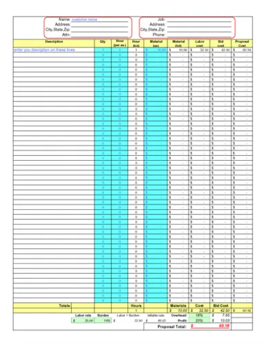 Easy Bid / Estimating Itemized Sheet - Image 2